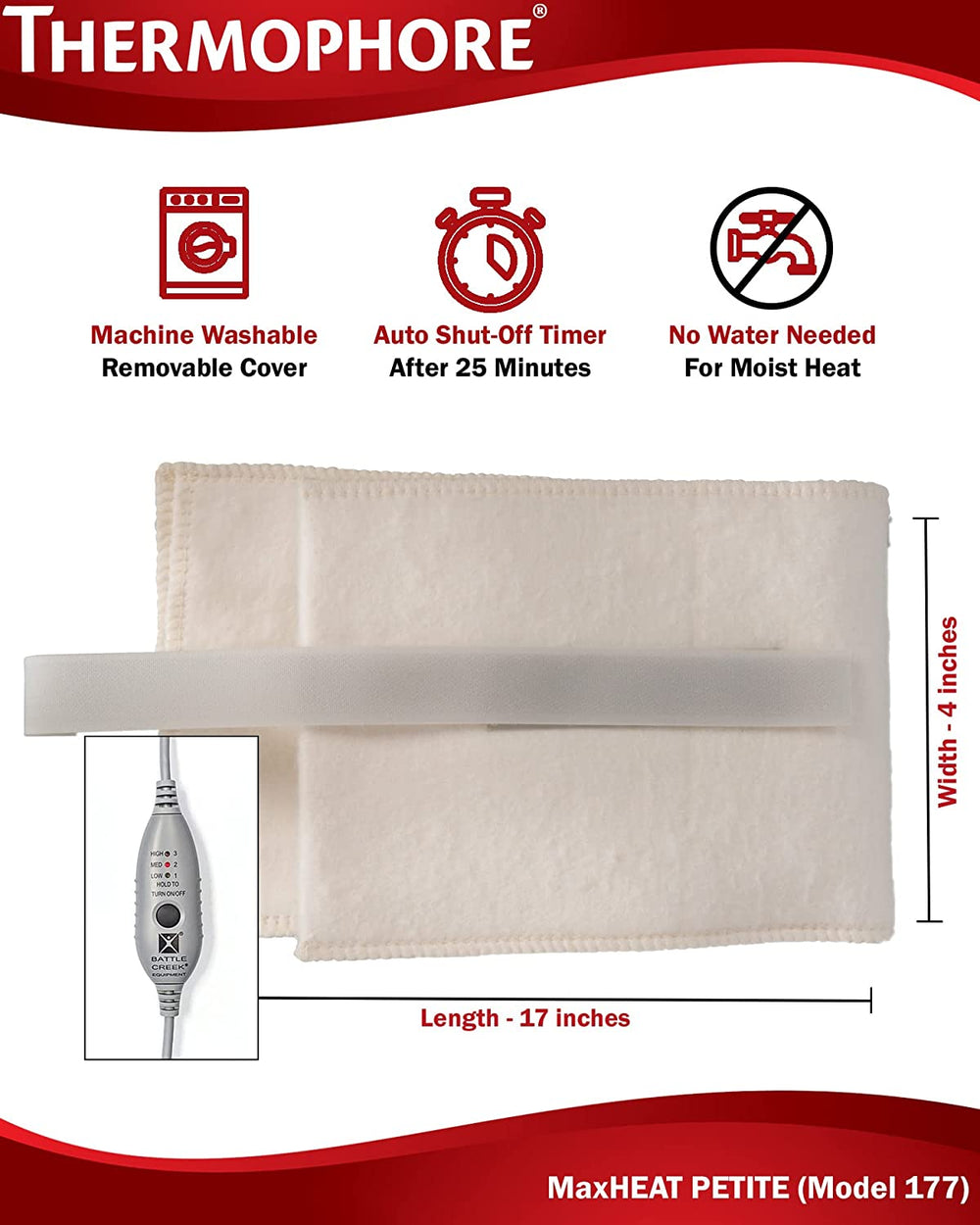 Thermophore Liberty 2 - USA Made- Moist Heat Pack - Model 177 - Petite 4 x 17