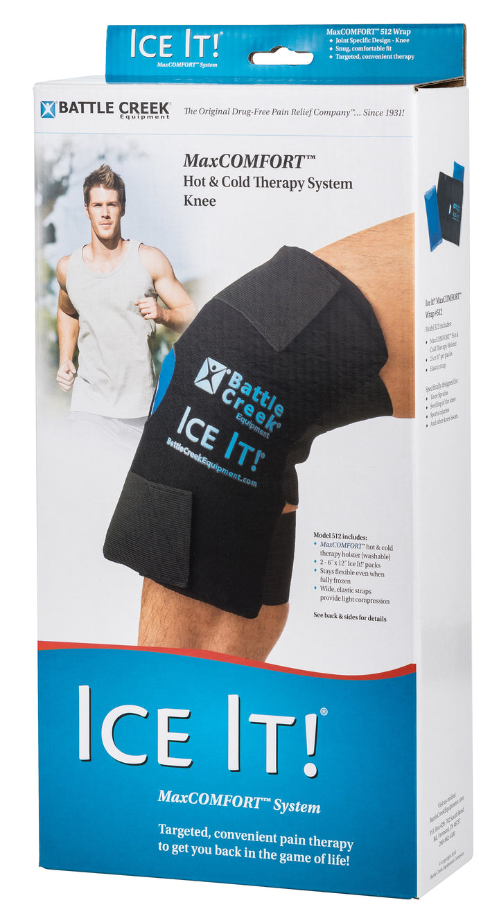 photo of a box containing a Battle Creek Ice it knee wrap 