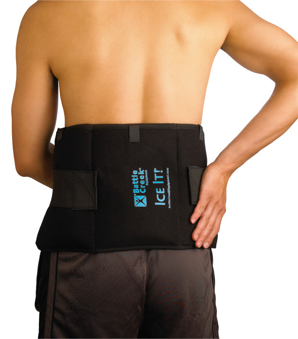 photo of a person with a large battle creek ice it on their lower back 