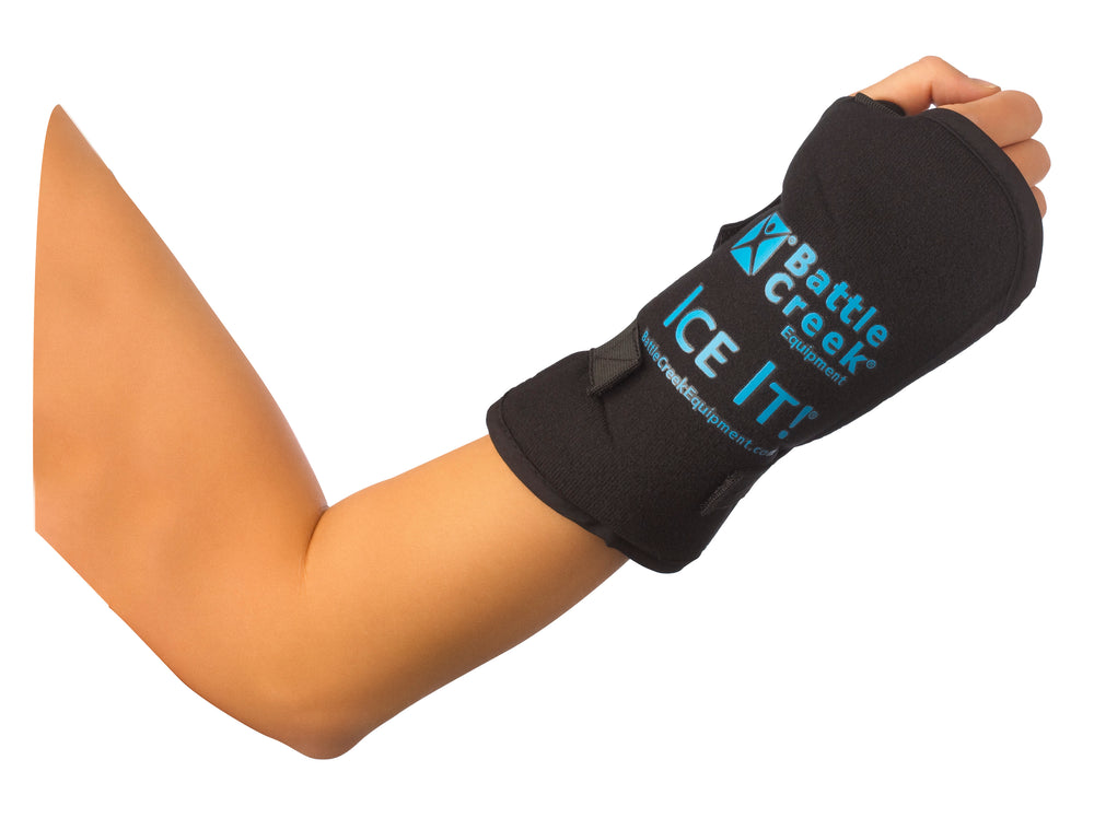 photo of an arm with a battle creek ice it on the wrist and hand 