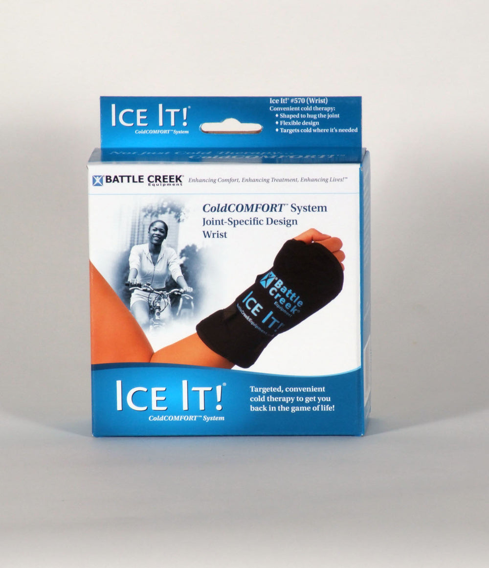 Photo of a box containing a battle creek ice it wrist system 