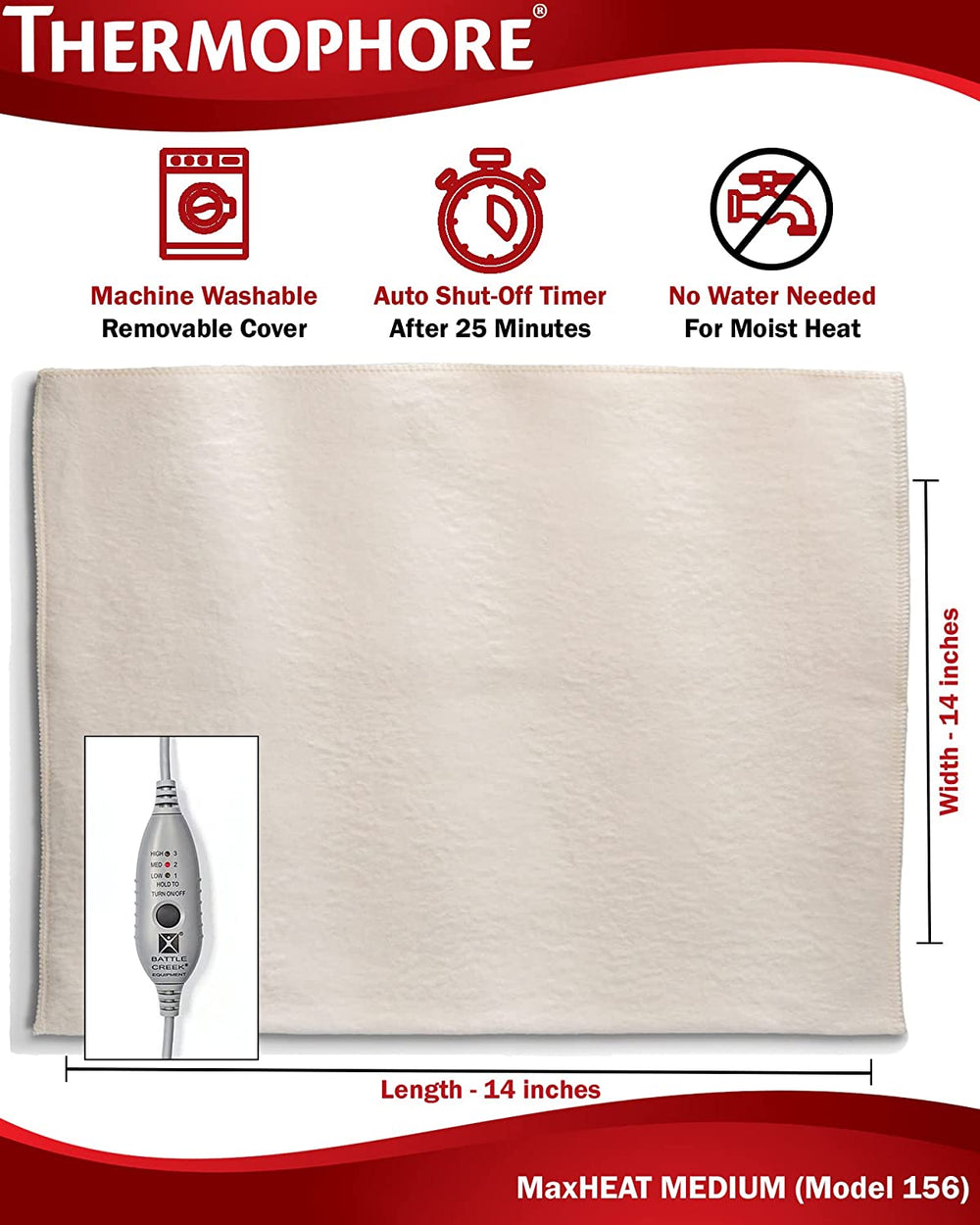 Thermophore Liberty 2 (USA Made) Moist Heat Pack - Model 156 - Medium Size 14 x 14