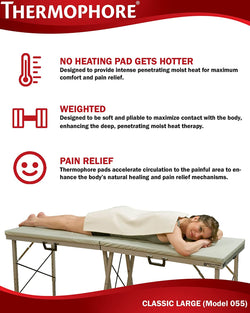 photo of information on the classic large heating pad 