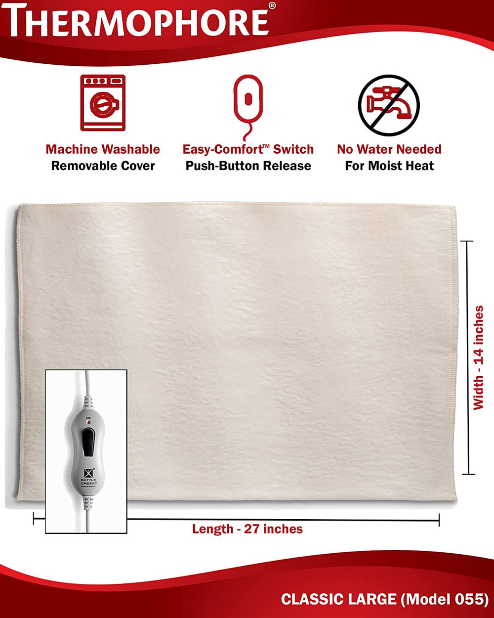 Thermophore Liberty (USA Made) Moist Heat Pack - Model 055 - Large 14 x 27