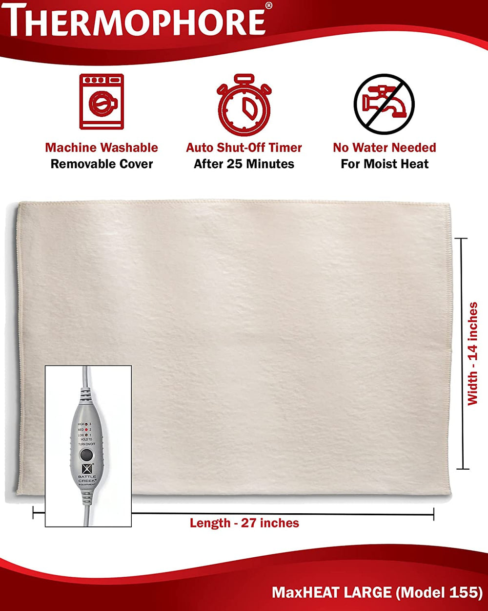 Thermophore Liberty 2 (USA Made) Moist Heat Pack - Model 155 - X Large 14 x 27