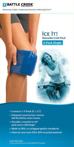 Person holding an ice pack on their knee    